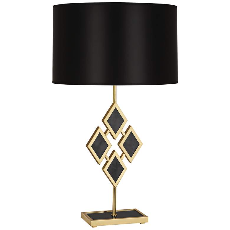 Image 1 Edward Brass and Black Marble with Black Shade Table Lamp