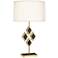 Edward Brass and Black Marble with White Shade Table Lamp