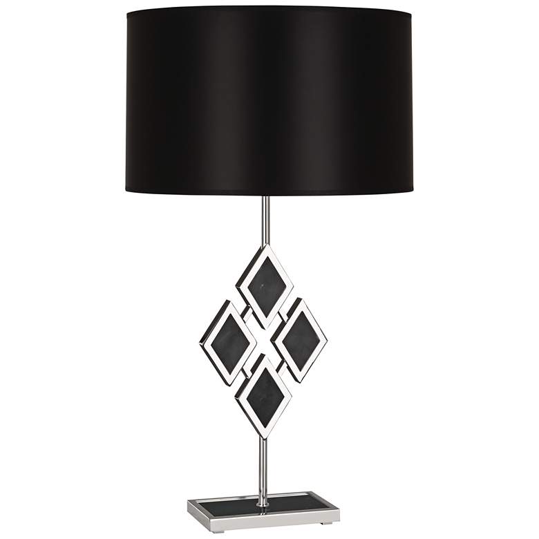 Image 1 Edward Nickel and Black Marble with Black Shade Table Lamp
