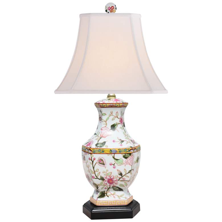 Image 1 Edward Pink Floral Porcelain Jar Table Lamp