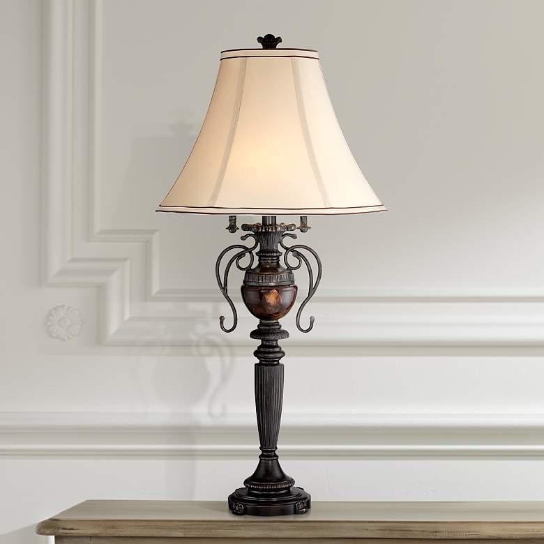 Image 1 Edwardian Tortoise Shell Font Urn Table Lamp by Regency Hill