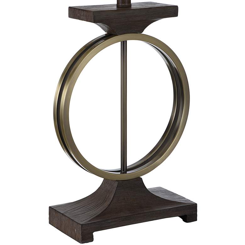 Image 4 Edwards 31" Brass Ring and Faux Wood Wood Table Lamp more views
