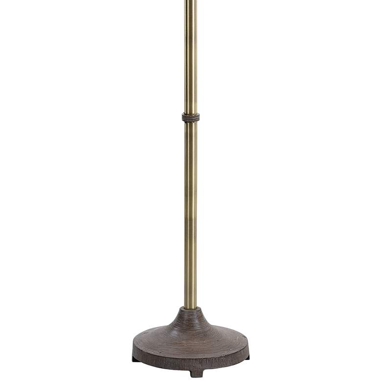 Image 5 Edwards Brass Metal and Wood-Like Brown Stem Floor Lamp more views