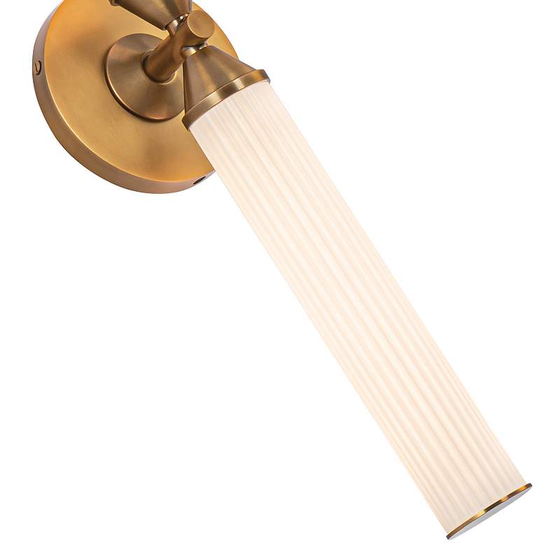 Image 3 Edwin 17 1/2" high Vintage Brass LED Wall Sconce more views