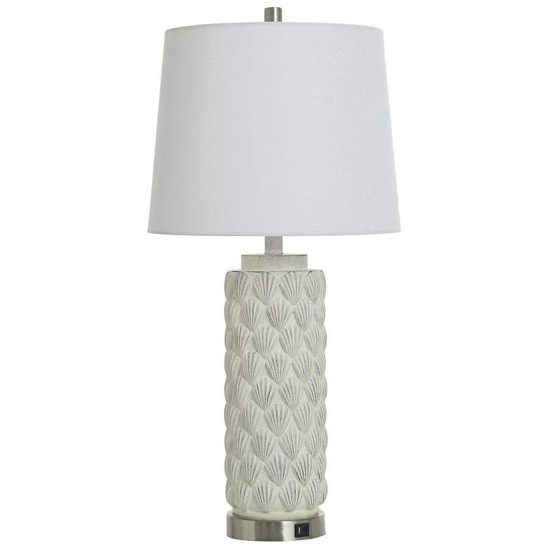 Image 1 Edwin 29" High Old White USB Port Table Lamp With White Shade