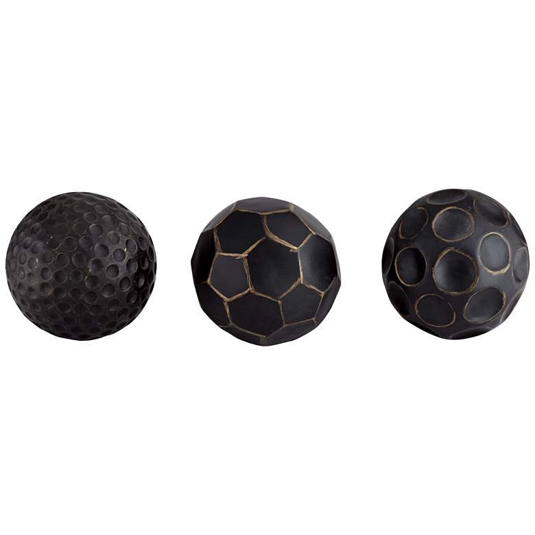 Image 1 Edwin 4 inch Wide Decorative Small Black Orbs - Set of 3