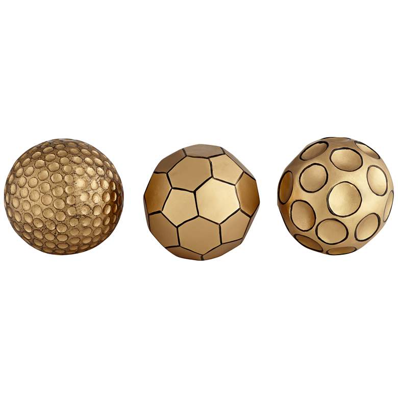 Image 1 Edwin 4 inch Wide Decorative Small Gold Orbs - Set of 3