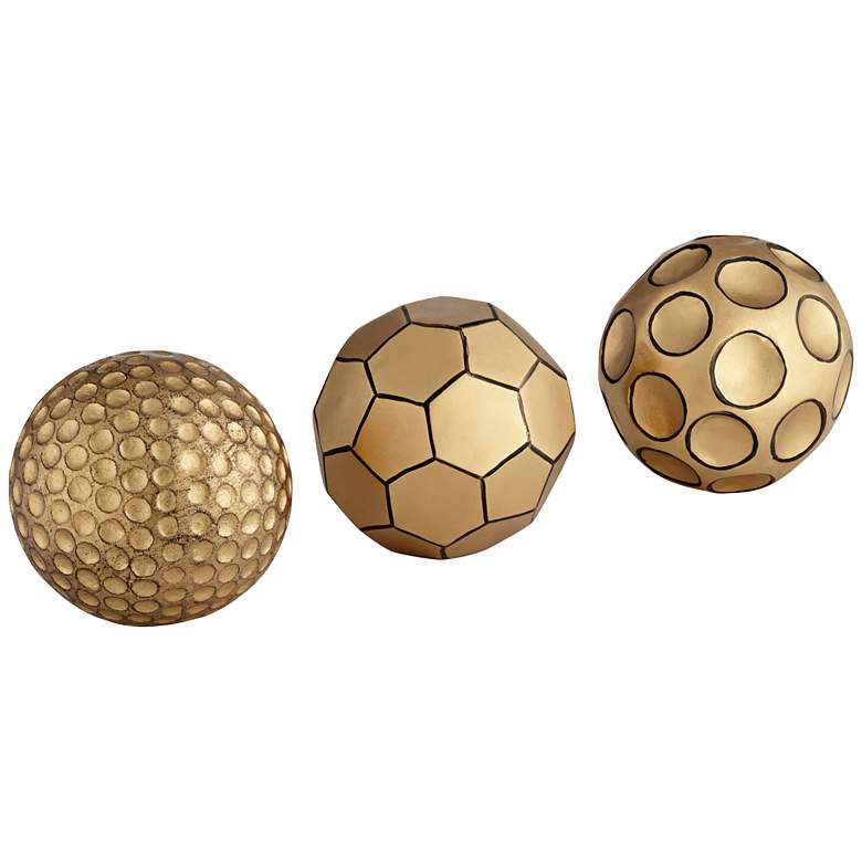 Image 2 Edwin 4" Wide Decorative Small Gold Orbs - Set of 3 more views