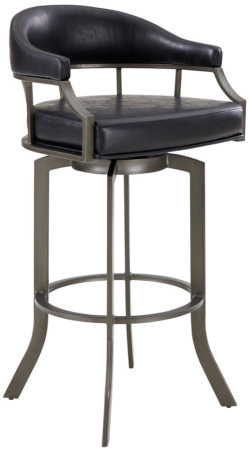 Edy 26" Black Faux Leather Swivel Counter Stool 80P59 Lamps Plus