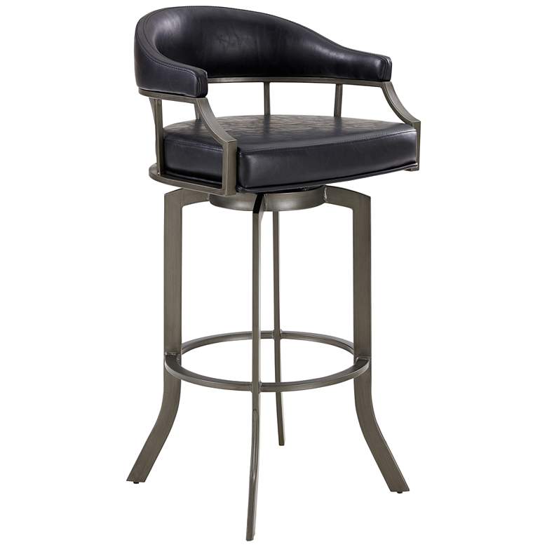 Image 2 Edy 26 inch Black Faux Leather Swivel Counter Stool