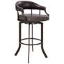Edy 26" Brown Faux Leather Swivel Counter Stool with Arms