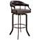 Edy 26" Brown Faux Leather Swivel Counter Stool with Arms