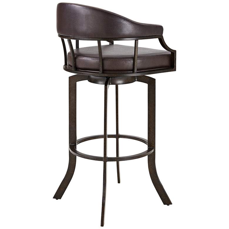 Image 3 Edy 26 inch Brown Faux Leather Swivel Counter Stool with Arms more views