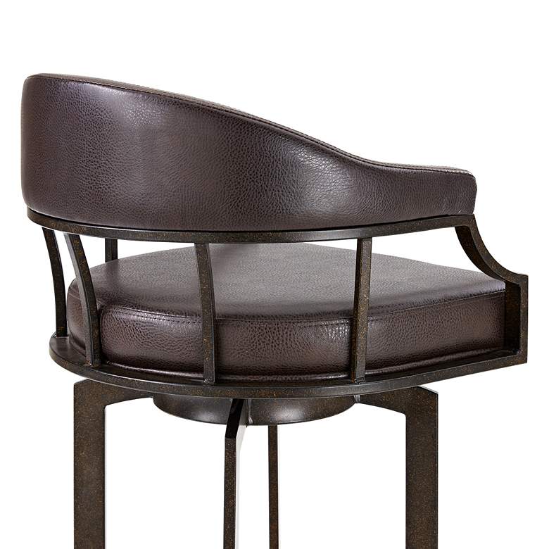 Image 5 Edy 26 inch Brown Faux Leather Swivel Counter Stool with Arms more views