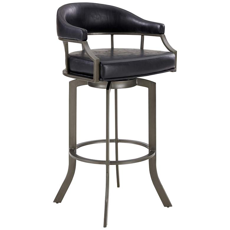 Image 2 Edy 30" Black Faux Leather Swivel Barstool