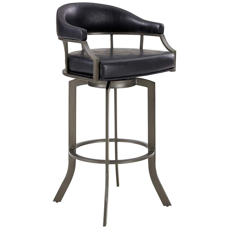 Image 2 Edy 30 inch Black Faux Leather Swivel Barstool