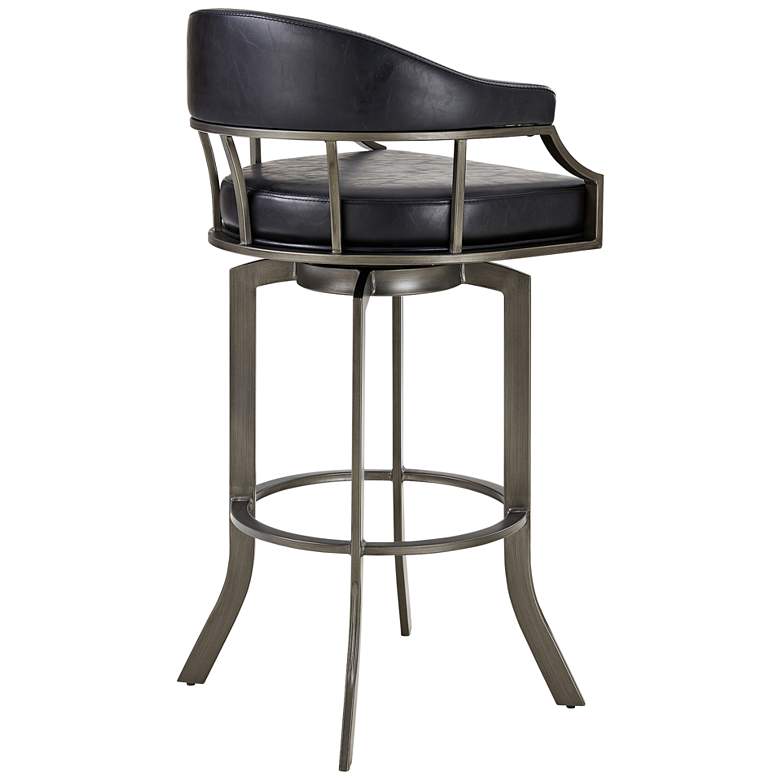 Image 4 Edy 30 inch Black Faux Leather Swivel Barstool more views