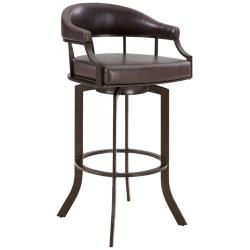 Edy 30&quot; Brown Faux Leather Swivel Barstool