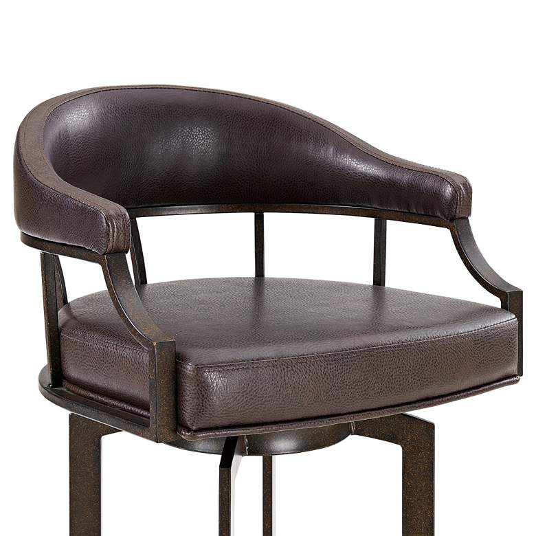 Image 4 Edy 30 inch Brown Faux Leather Swivel Barstool more views
