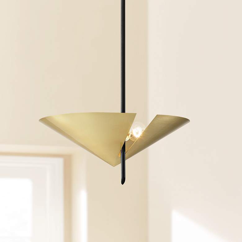 Image 1 eEquilibrium 2-Light Black Pendant Light with Aged Brass