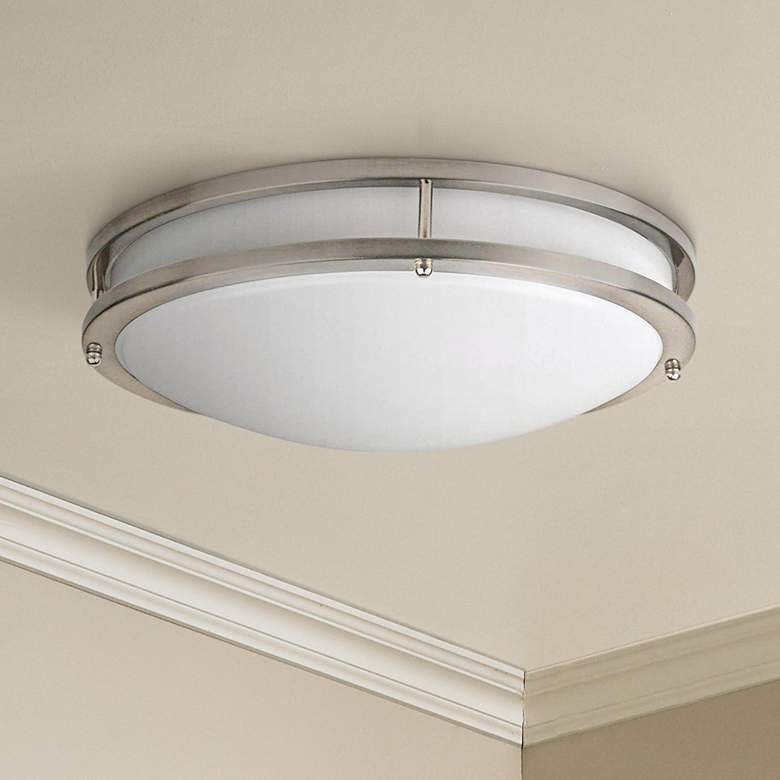 Image 1 Effie 16" Wide Nickel Round LED Ceiling Light