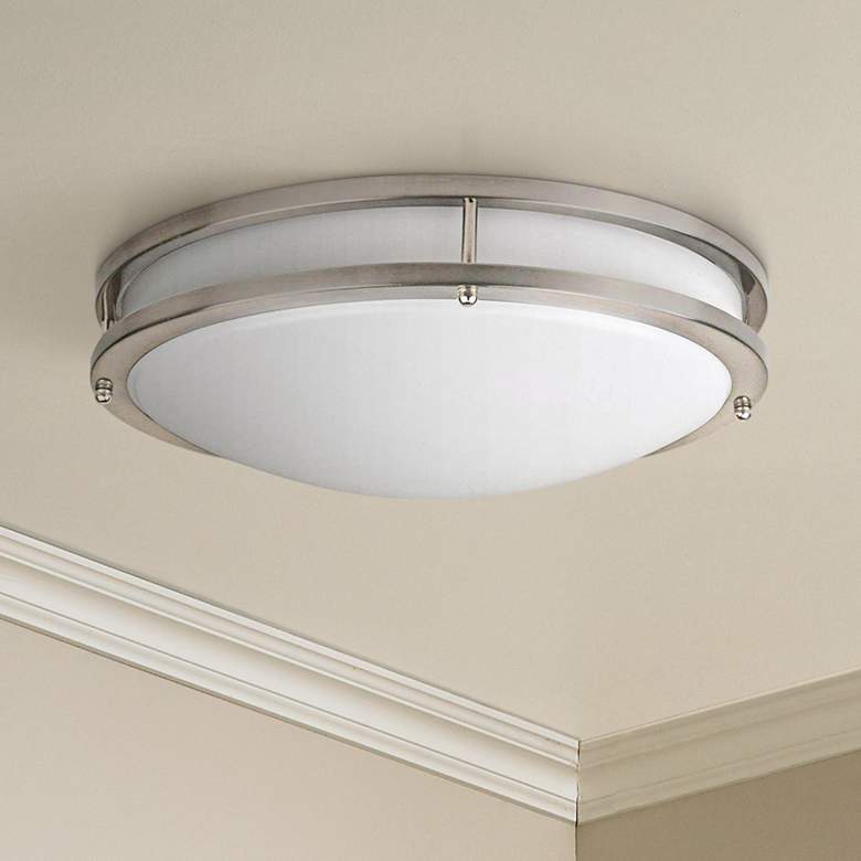 Image 1 Effie 16 inch Wide Nickel Round LED Ceiling Light