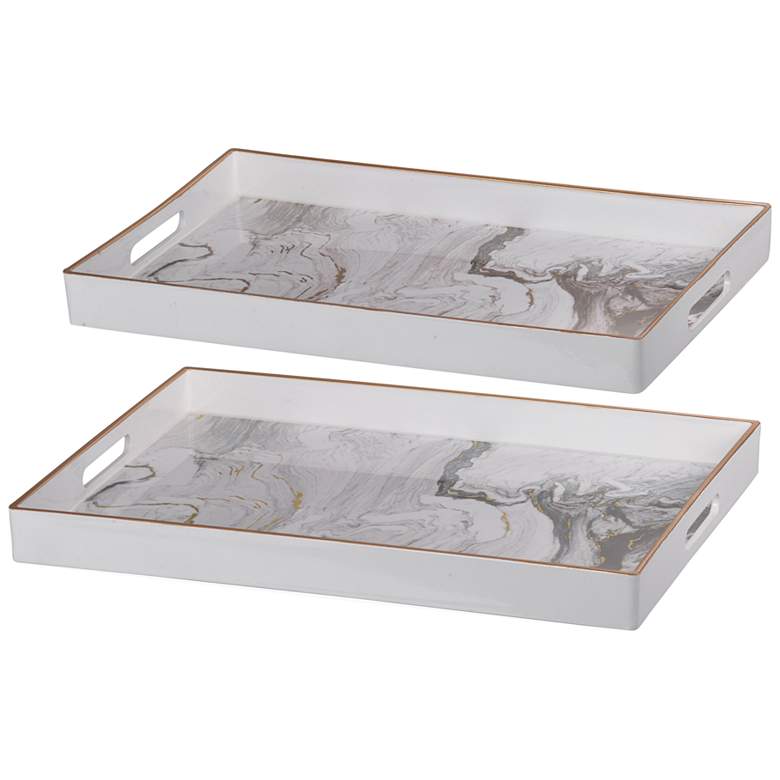 Image 1 Effra White Rectangular Decorative Trays Set of 2