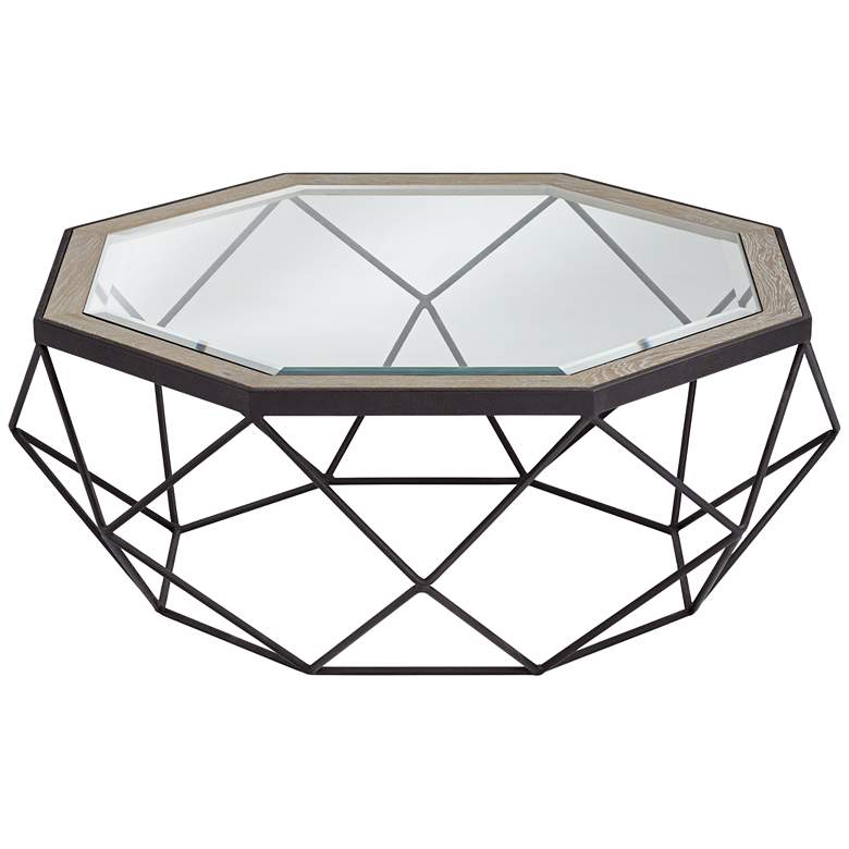 Image 1 Egan Oak and Glass Octagon Coffee Table