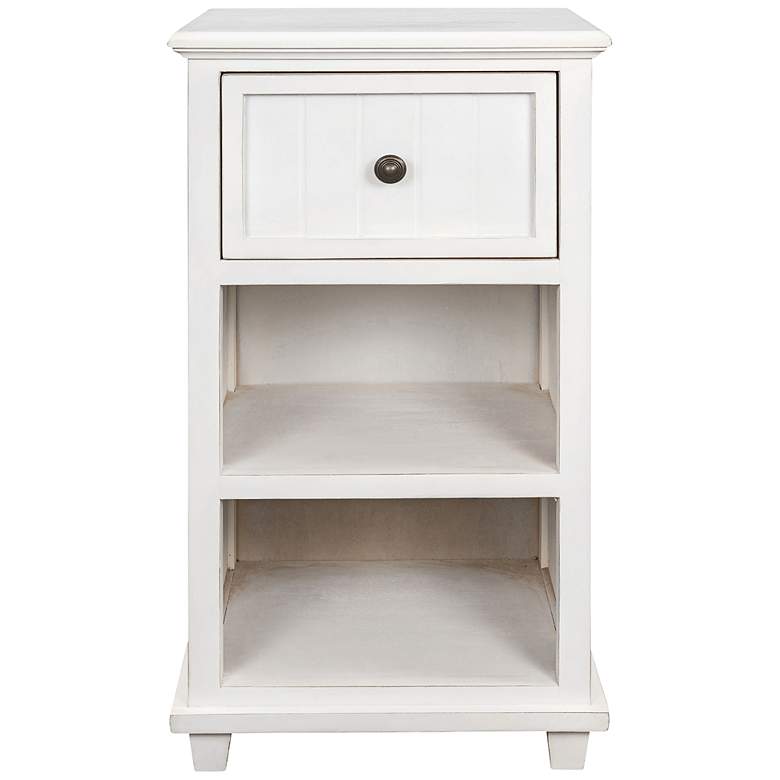 Image 1 Egg Shell 13" Wide Painted White 1-Drawer Accent Table