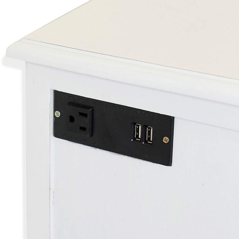 Image 3 Egg Shell 15" Wide White Outlet and USB Side Table more views