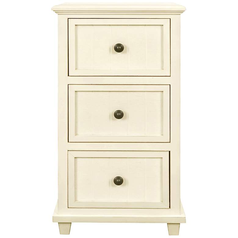 Image 2 Egg Shell 16" Wide Painted White Wood 3-Drawer Side Table