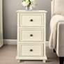 1_Egg Shell 16" Wide Painted White Wood 3-Drawer Side Table