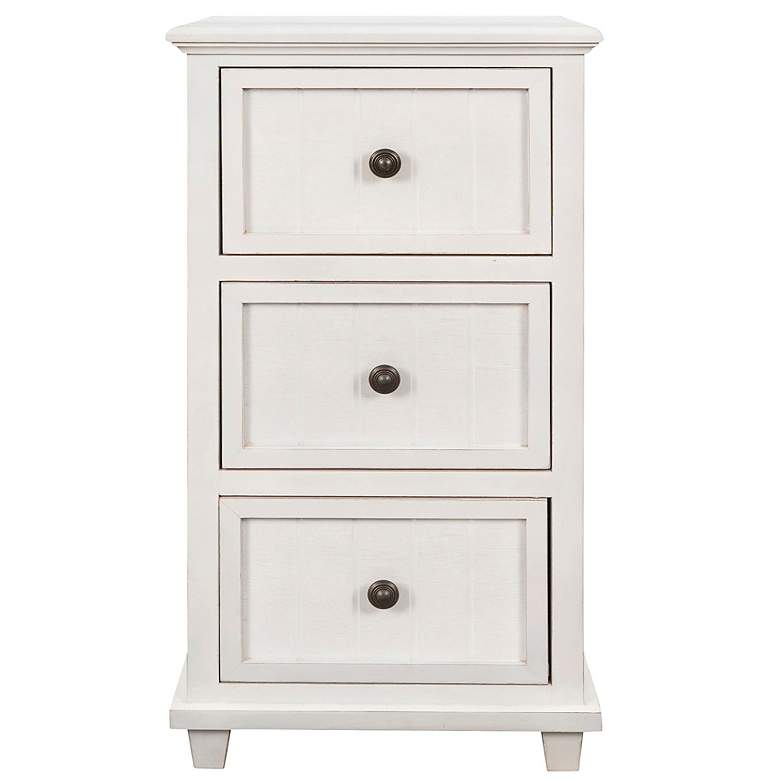 Image 3 Egg Shell 16" Wide Painted White Wood 3-Drawer Side Table more views