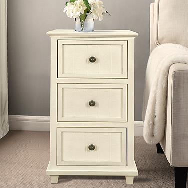 Egg Shell 16" Wide Painted White Wood 3-Drawer Side Table