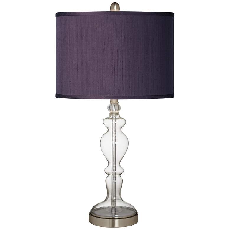 Eggplant Faux Silk Apothecary Clear Glass Table Lamp