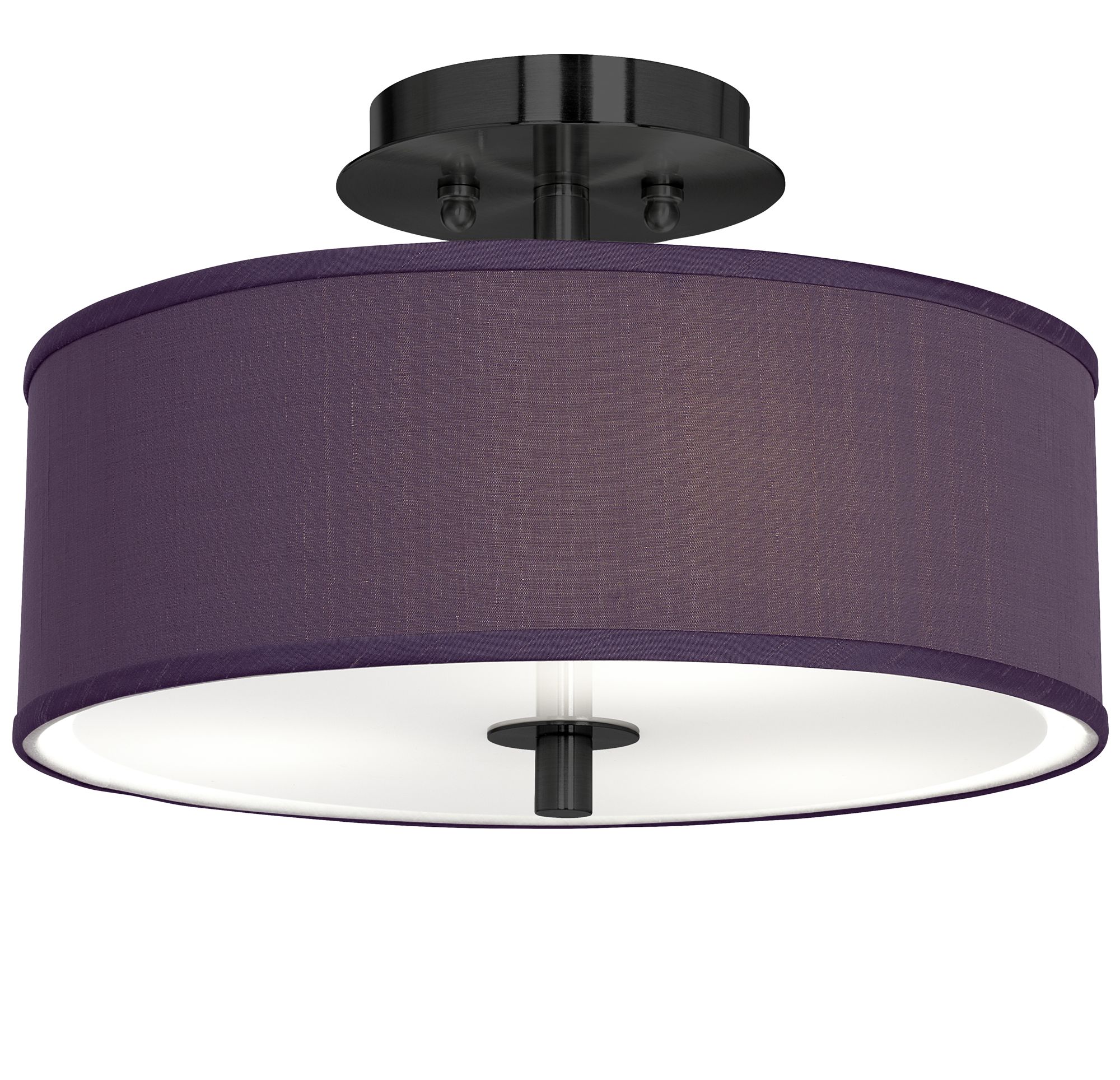 Image Eggplant Faux Silk Black 14" Wide Ceiling Light