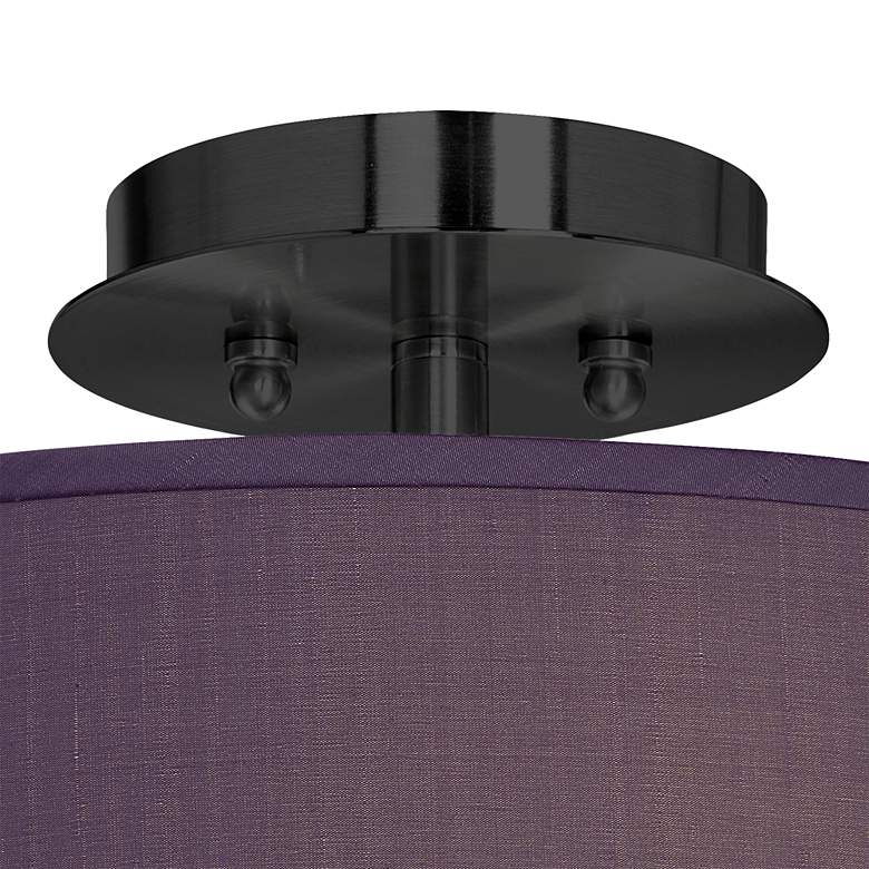 Image 2 Eggplant Faux Silk Black 14 inch Wide Ceiling Light more views