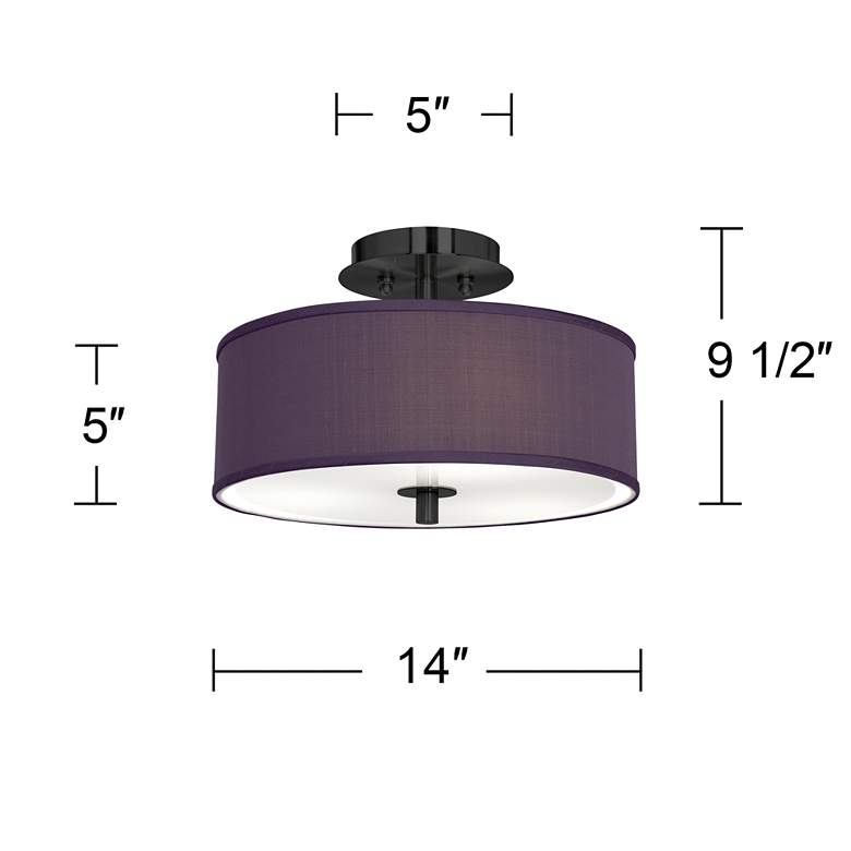 Image 4 Eggplant Faux Silk Black 14 inch Wide Ceiling Light more views