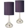 Eggplant Faux Silk Droplet Table Lamps Set of 2