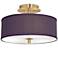 Eggplant Faux Silk Gold 14" Wide Ceiling Light