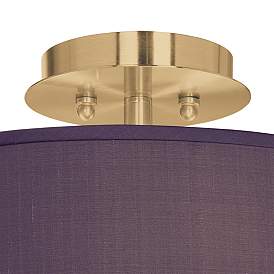 Image2 of Eggplant Faux Silk Gold 14" Wide Ceiling Light more views