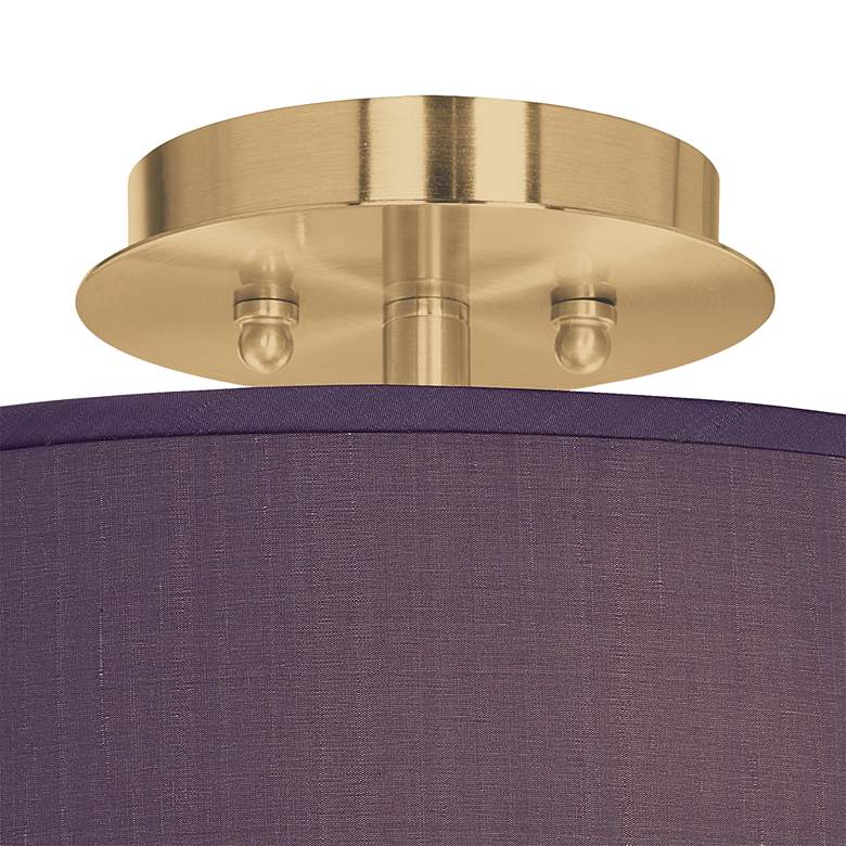 Image 2 Eggplant Faux Silk Gold 14" Wide Ceiling Light more views
