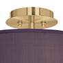 Eggplant Faux Silk Gold 14" Wide Ceiling Light