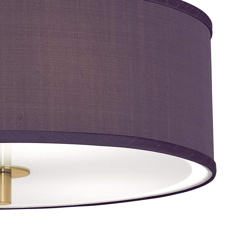 Image 3 Eggplant Faux Silk Gold 14" Wide Ceiling Light more views