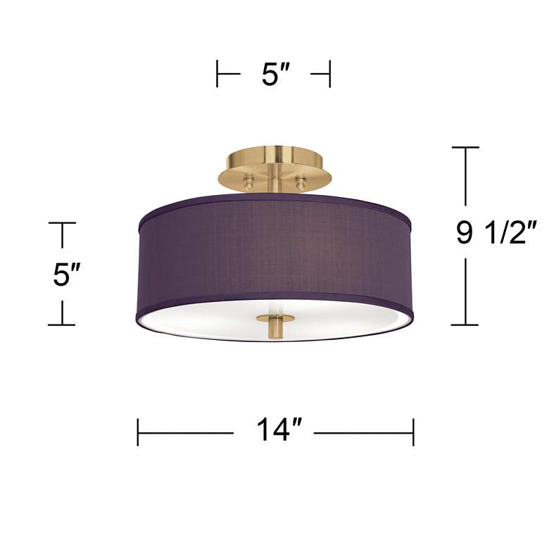Image 4 Eggplant Faux Silk Gold 14 inch Wide Ceiling Light more views