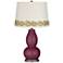 Eggplant Metallic Double Gourd Table Lamp with Vine Lace Trim