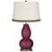 Eggplant Metallic Double Gourd Table Lamp with Wave Braid Trim