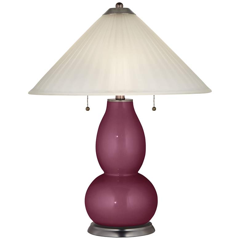 Image 1 Eggplant Metallic Fulton Table Lamp with Fluted Glass Shade
