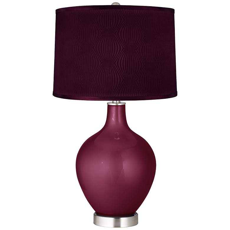 Image 1 Eggplant Metallic Patterned Purple Shade Ovo Table Lamp