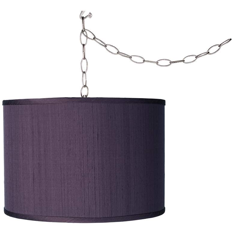 Eggplant Purple Shade 13 1/2&quot; Wide Plug-In Swag Pendant Chandelier